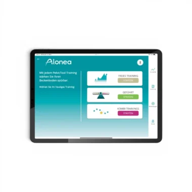 Planšetė su įdiegta „PelvicTool“ programėle